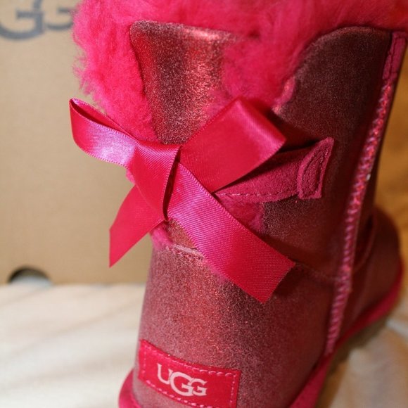 NIB UGG WOMEN'S GLISTEN MINI BAILEY BOW FUSCHIA WINTER BOOTS - Picture 5 of 8